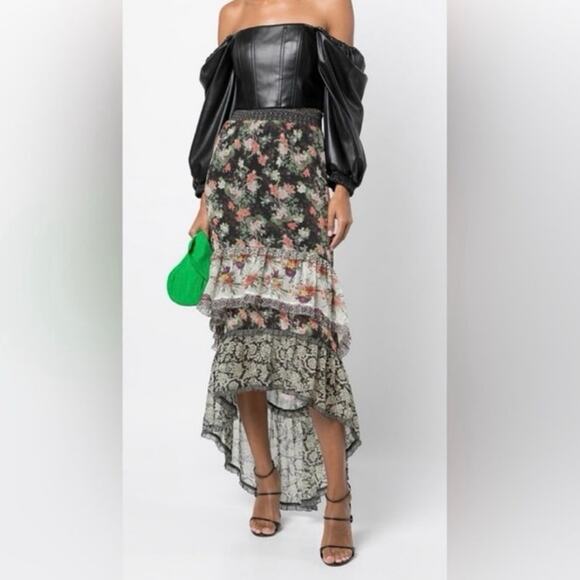 Alice + Olivia Faux Vegan Leather Black Crop Bustier Bronte Top 10 NWOT - Picture 7 of 10